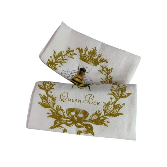 Set of 2 New Flour Sack Towels Queen Bee  24 x 36" USA - Picture 5 of 5